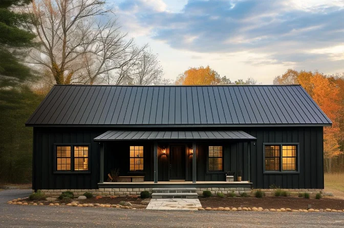 Single-storey indigenous bungalow with covered entry and accessible walkway