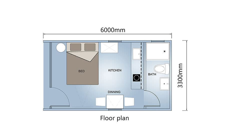 Little Rock micro bungalow illuminated at night with wraparound deck lighting