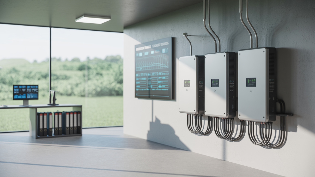 Sustainability lab showcasing solar monitoring equipment and certification documentation