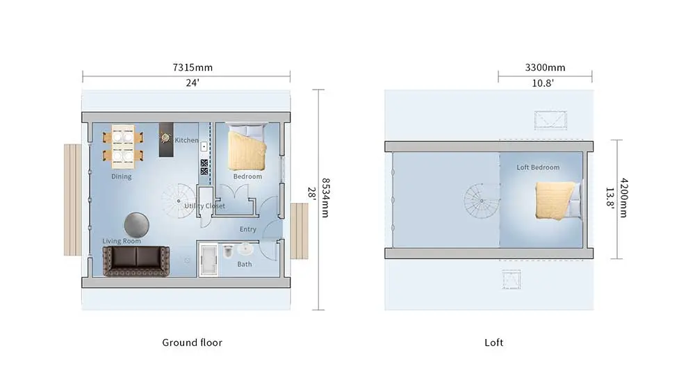 Spacious A-frame modular cottage design perfect for Garden Suite ADU applications in Ontario
