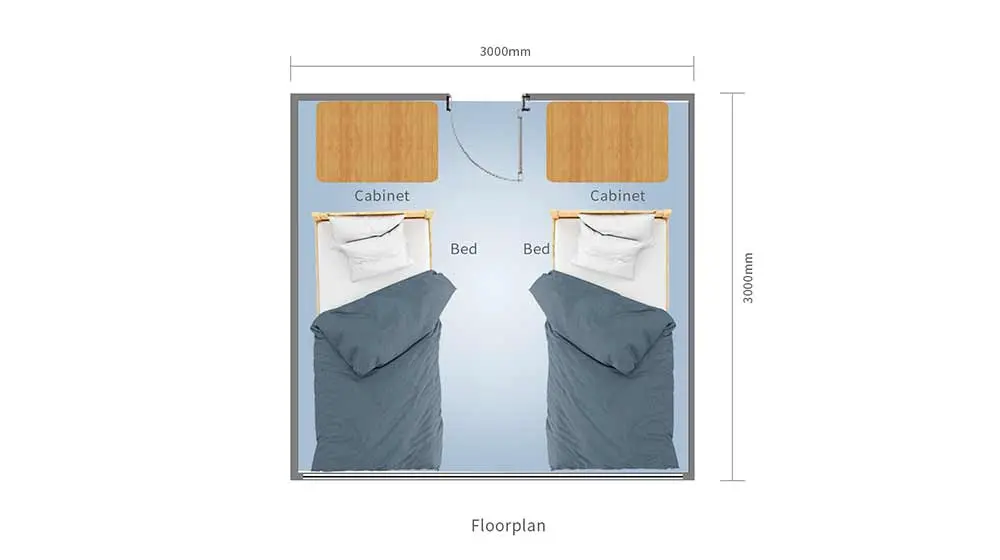 Twin bed cabin floor plan layout design