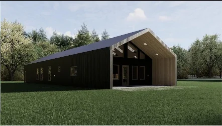 Indigenous modular building with covered entrance and accessible approach