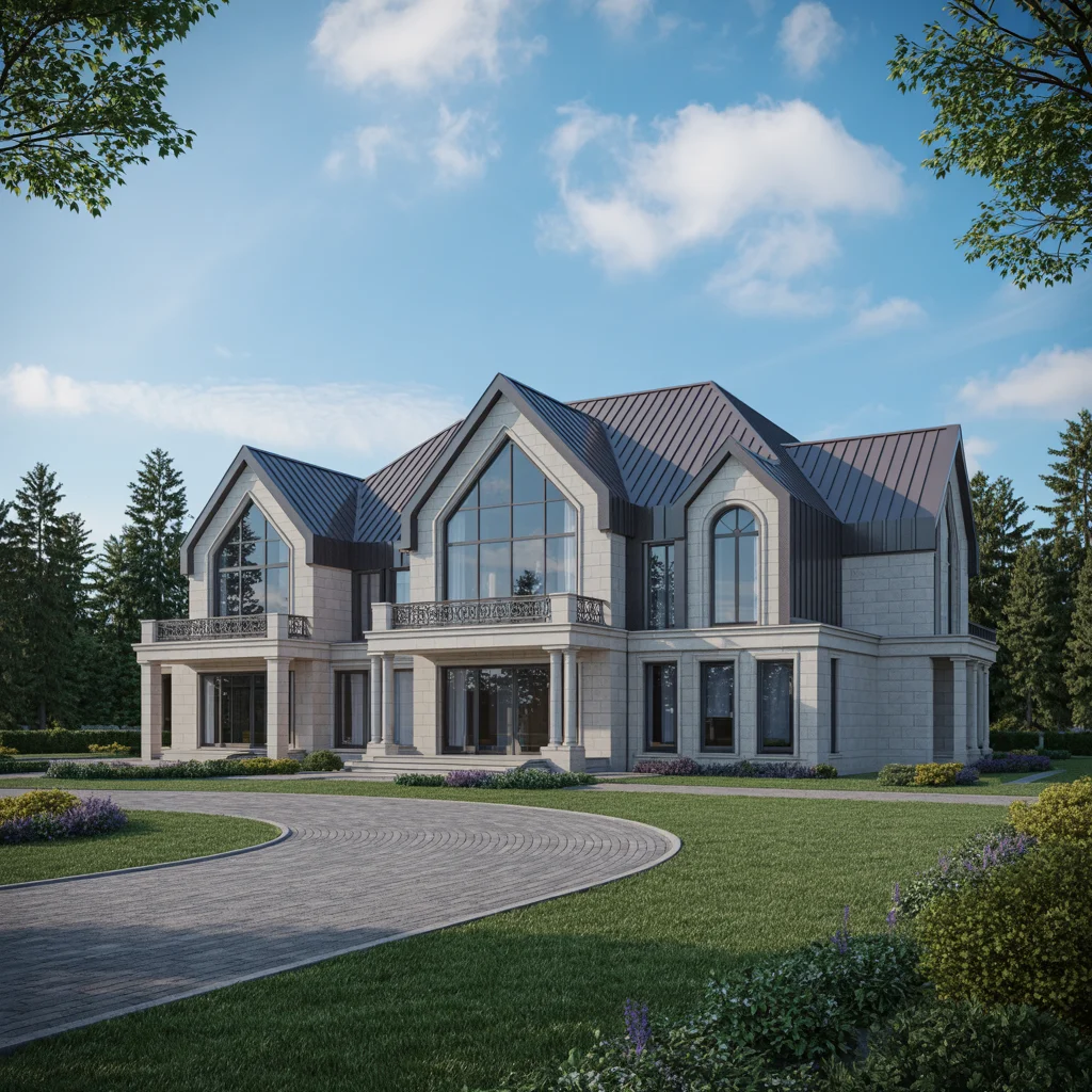 Grandeur Villa Model - premium 5-bedroom luxury estate featuring expansive prefabricated design with high-end amenities, modern urban architecture, and sophisticated steel frame construction