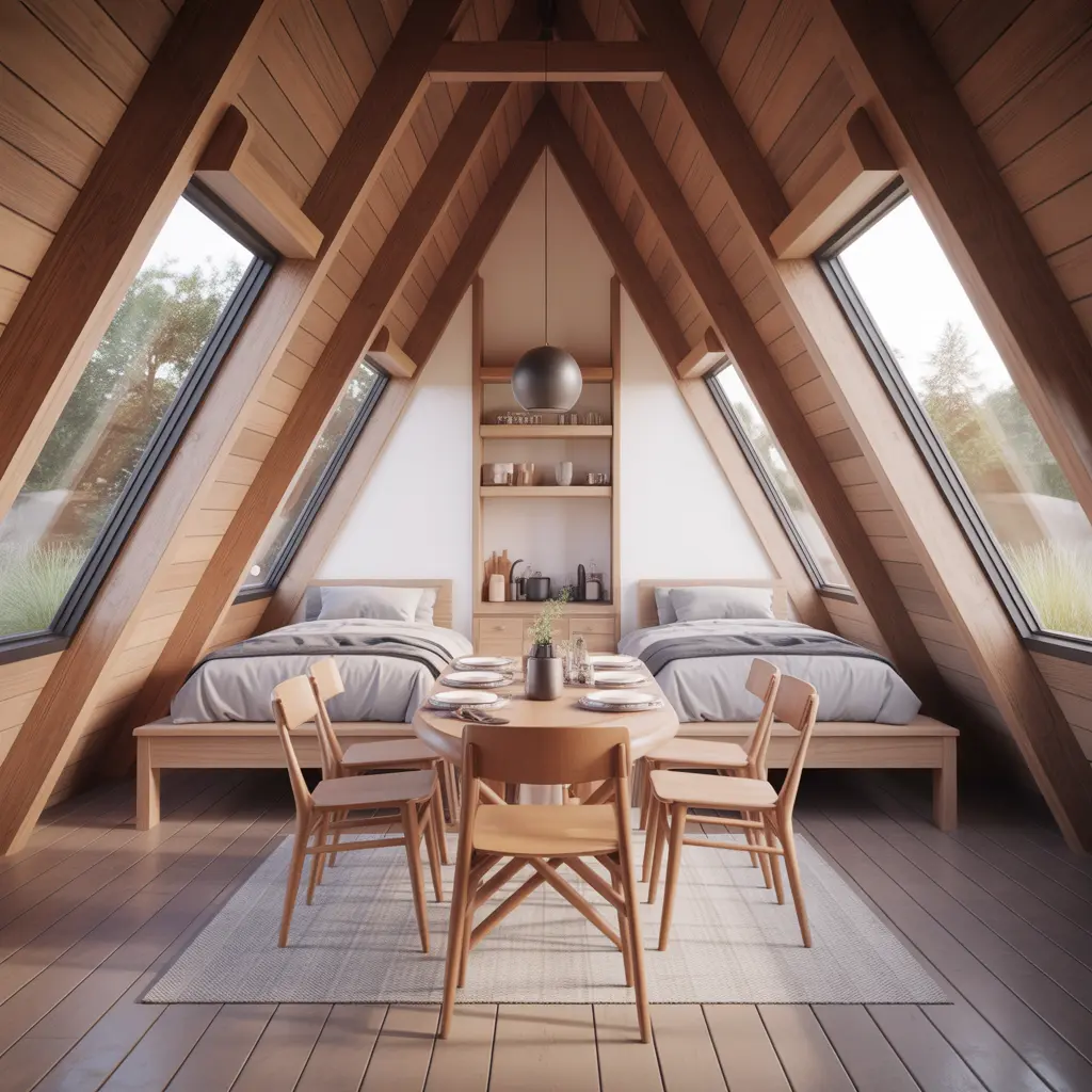 Twin Bed A-Frame Cabin view 5