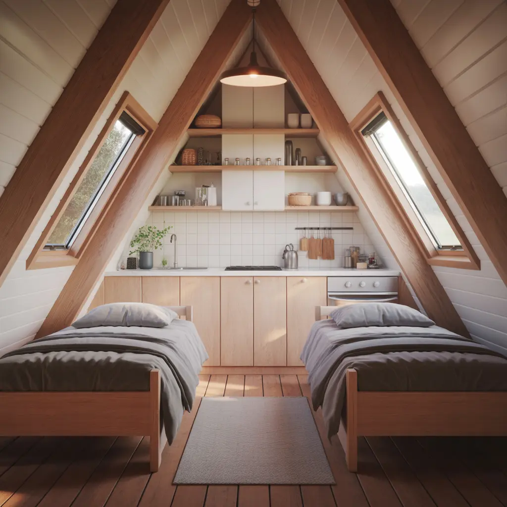 Twin Bed A-Frame Cabin view 3