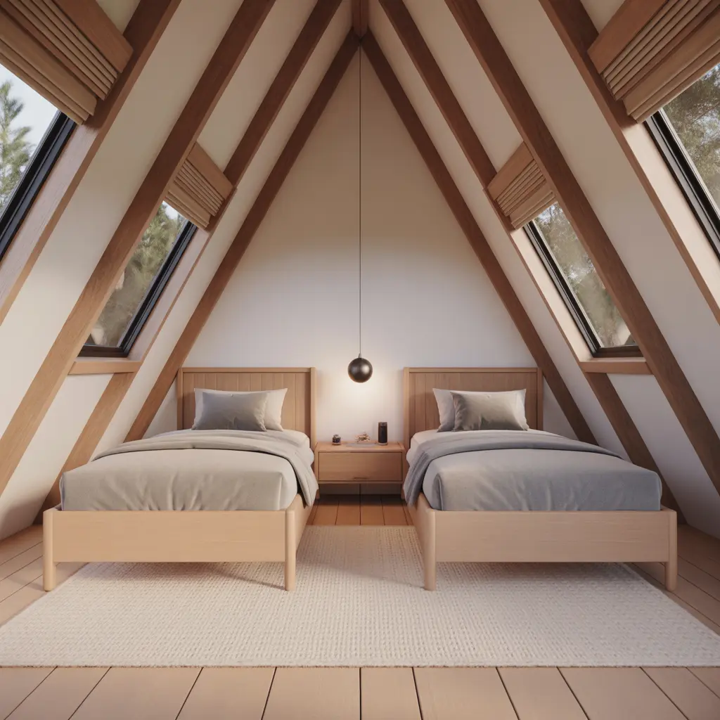 Twin Bed A-Frame Cabin view 2