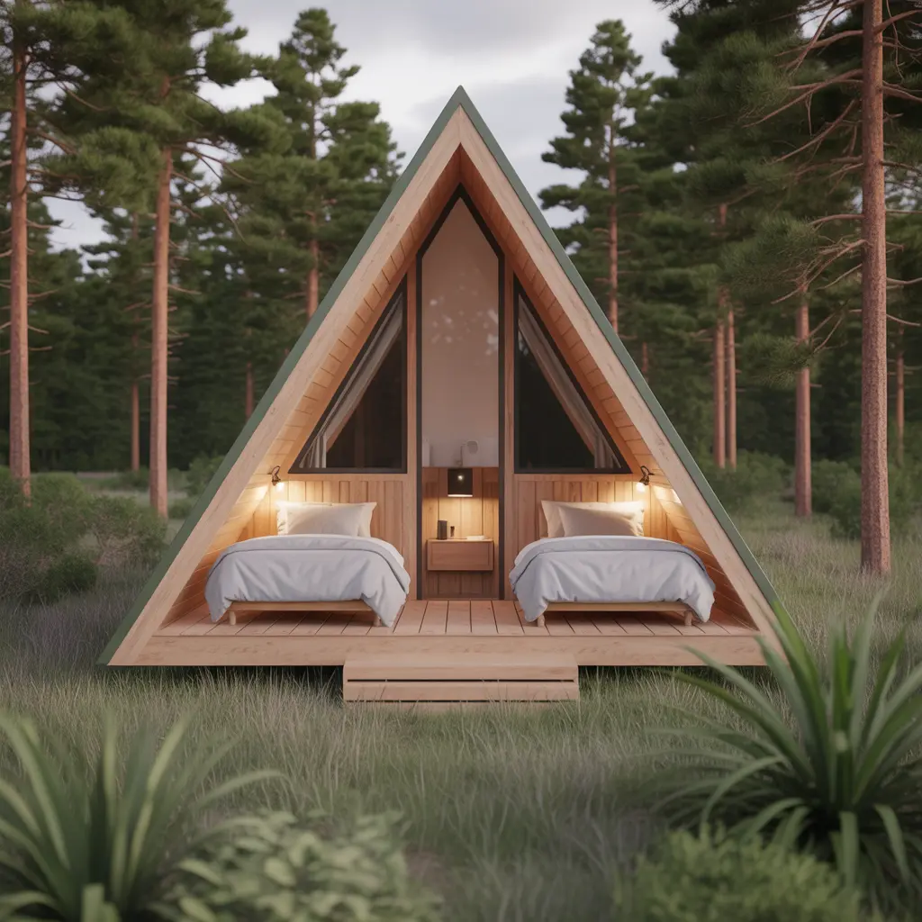 Twin Bed A-Frame Cabin