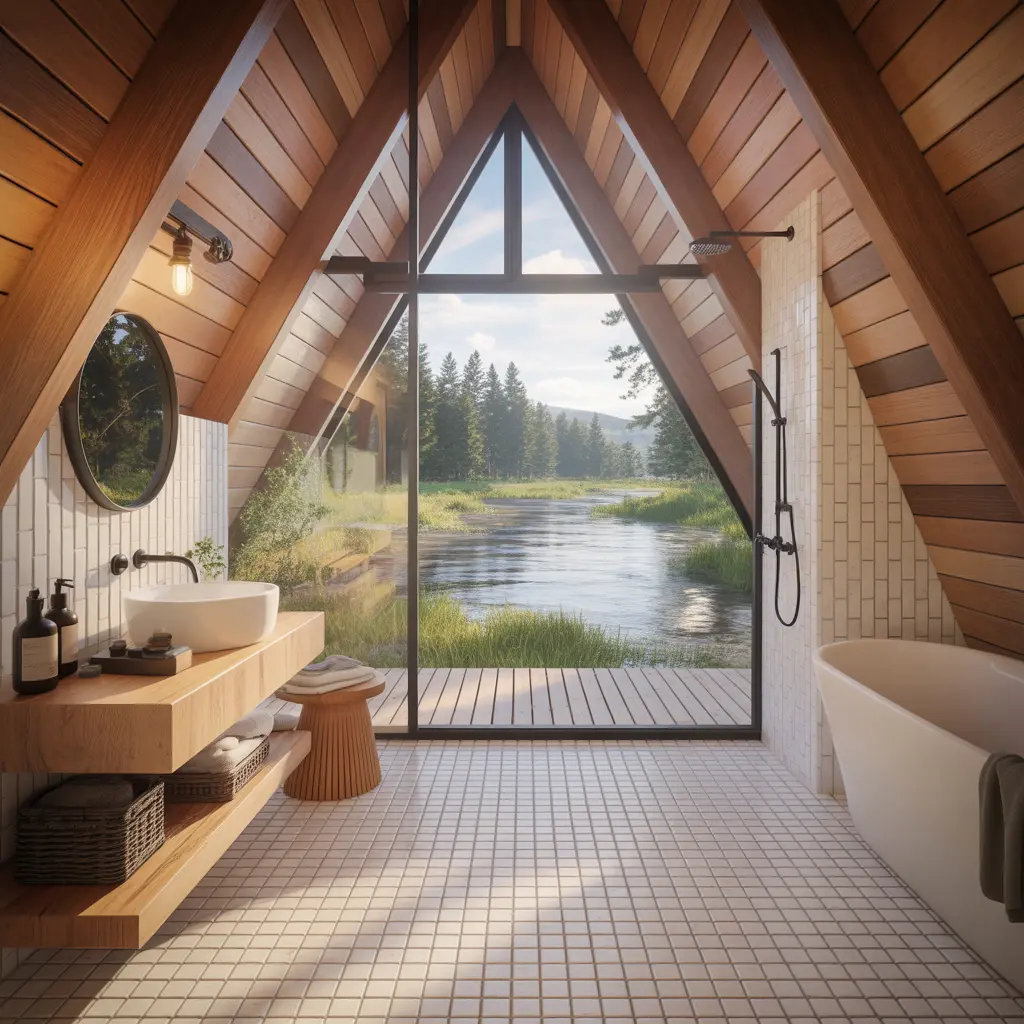 Riverbend A-Frame Cabin view 4